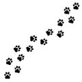 Black footprints of dogs. Paw print, animal tracks - vector Royalty Free Stock Photo